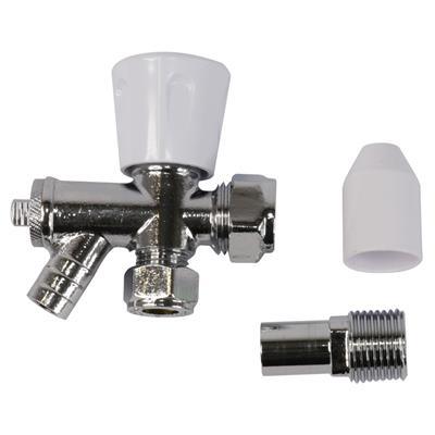 RADIATOR VALVE ANGLED WITH DRAIN OFF COCK 15MM
