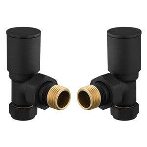 Round Angled Radiator Valves - Pair - Black