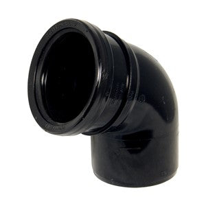 SP162B - FloPlast - 112.5* Single Socket Bend - Black - 110mm