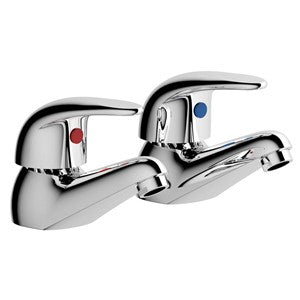HS20N - Contemporary Basin Lever Taps - Pair - Chrome