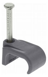 Grey Cable clips - flat 6mm 100 pack