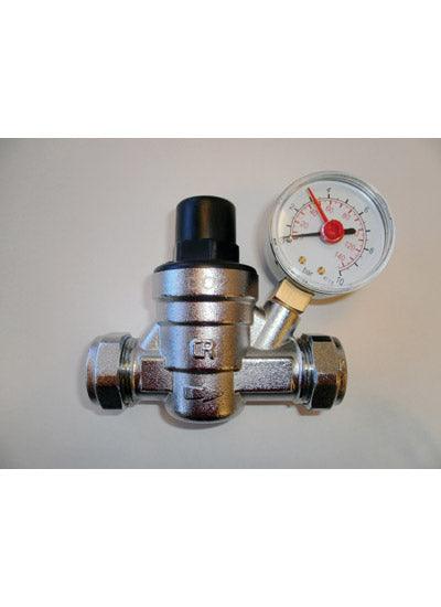 Pressure Reducing Valve c/w Gauge 15/22mm Compression