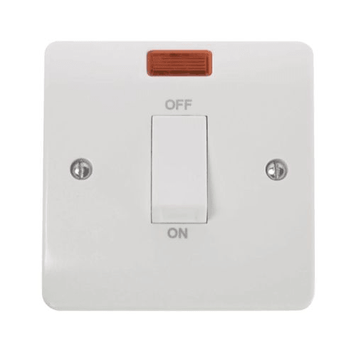 CMA501 - Scolmore Click Mode 45A DP 1 Gang Switch with Neon White