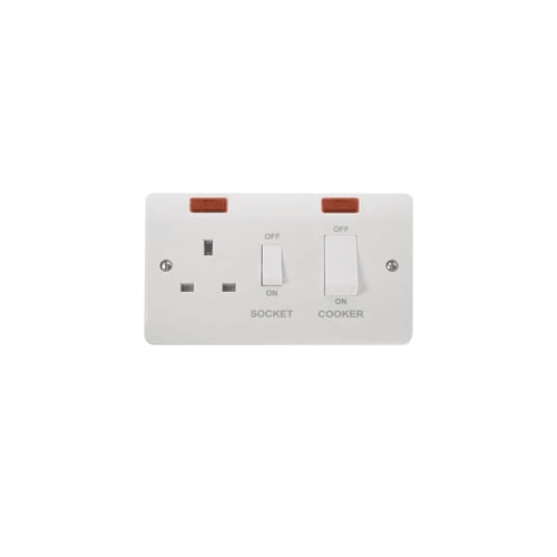 CMA505 - Scolmore Click Mode 45A DP Cooker Unit with Neon and White Rockers White