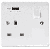 CMA771U - Scolmore Click Mode 13A 1 Gang Switched Socket with USB Outlet