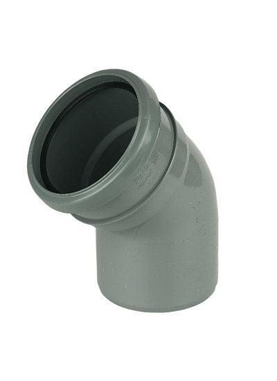 SP163G - Floplast 110mm Single Socket 45 Deg Bend - Grey