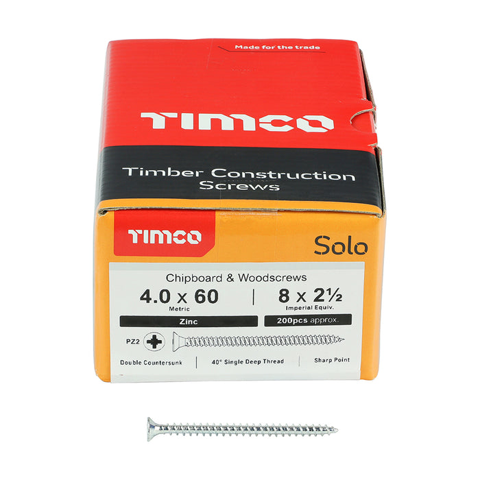 094050 - Timco Zinc Woodscrews 8 x 2"1/2 per 200