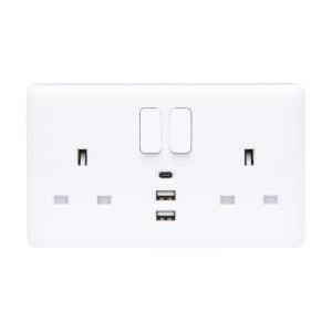 VC1288 - Vimark Curve 134 2 Gang 2xUSB 1x USB-C
