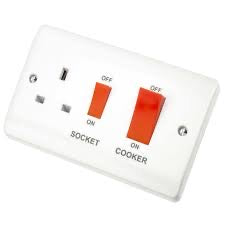 CMA204 - Scolmore Click Mode 45A DP Cooker Control Unit with Red Rocker White