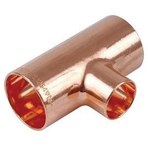 Copper E/F Branch Reducing Tee 28mm x 28mm x 22mm