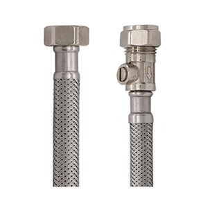 Keyplumb Flexible Tap Conn 15mm Iso valve x 1/2" 300mm