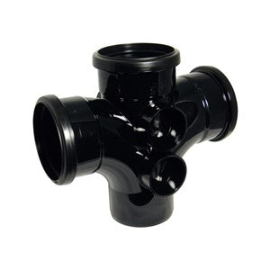 SP230B - FloPlast - 92.5* Double Branch - Black - 110mm