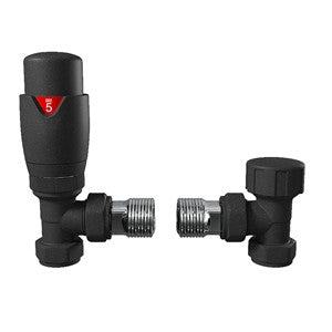 XAV663 - Round Angled Thermostatic Rad Valve Pack Anthracite