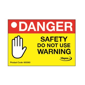 663060 Arctic Hayes  DANGER Warning Do Not Use Label 10 pack