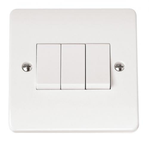 CMA013 - Scolmore Click Mode 10A 3 Gang 2 Way Light Switch White