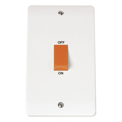 CMA202 - Scolmore Click Mode 45A DP 2 Gang Vertical Switch with Red Rocker White