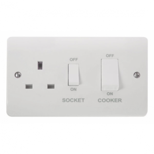 CMA504 - Scolmore Click Mode 45A DP Cooker Unit with White Rockers White