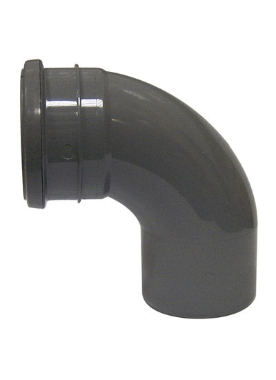 SP161G - Floplast 110mm Single Socket 90 Deg Bend - Grey